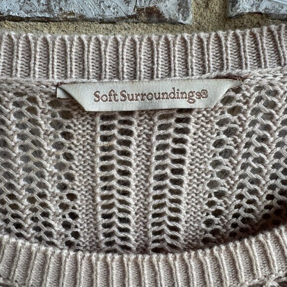 Soft Surroundings Long Sleeve Fring Open Knit Boho Sweater  Women's Size S. - Picture 3 of 8